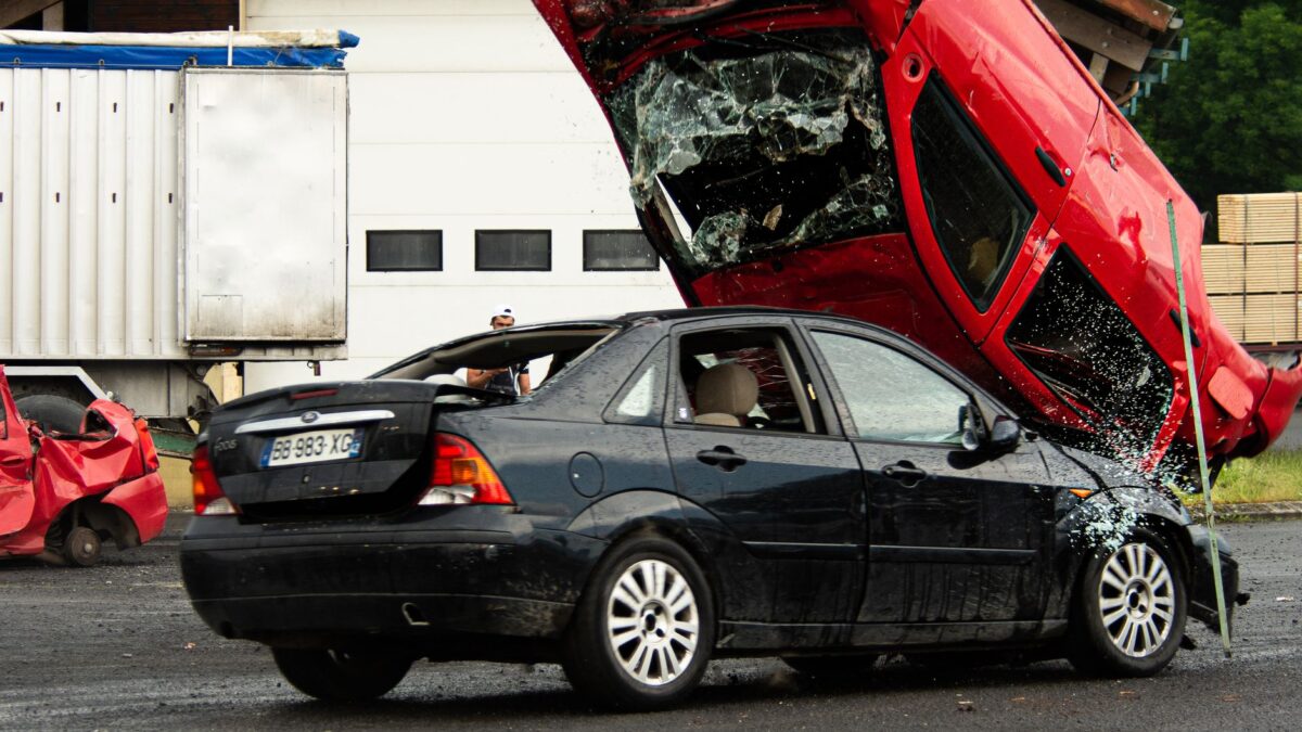 family crashes car